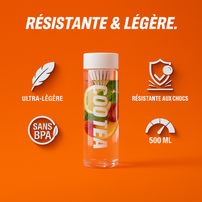 Botella portátil con filtro antiresiduos integrado