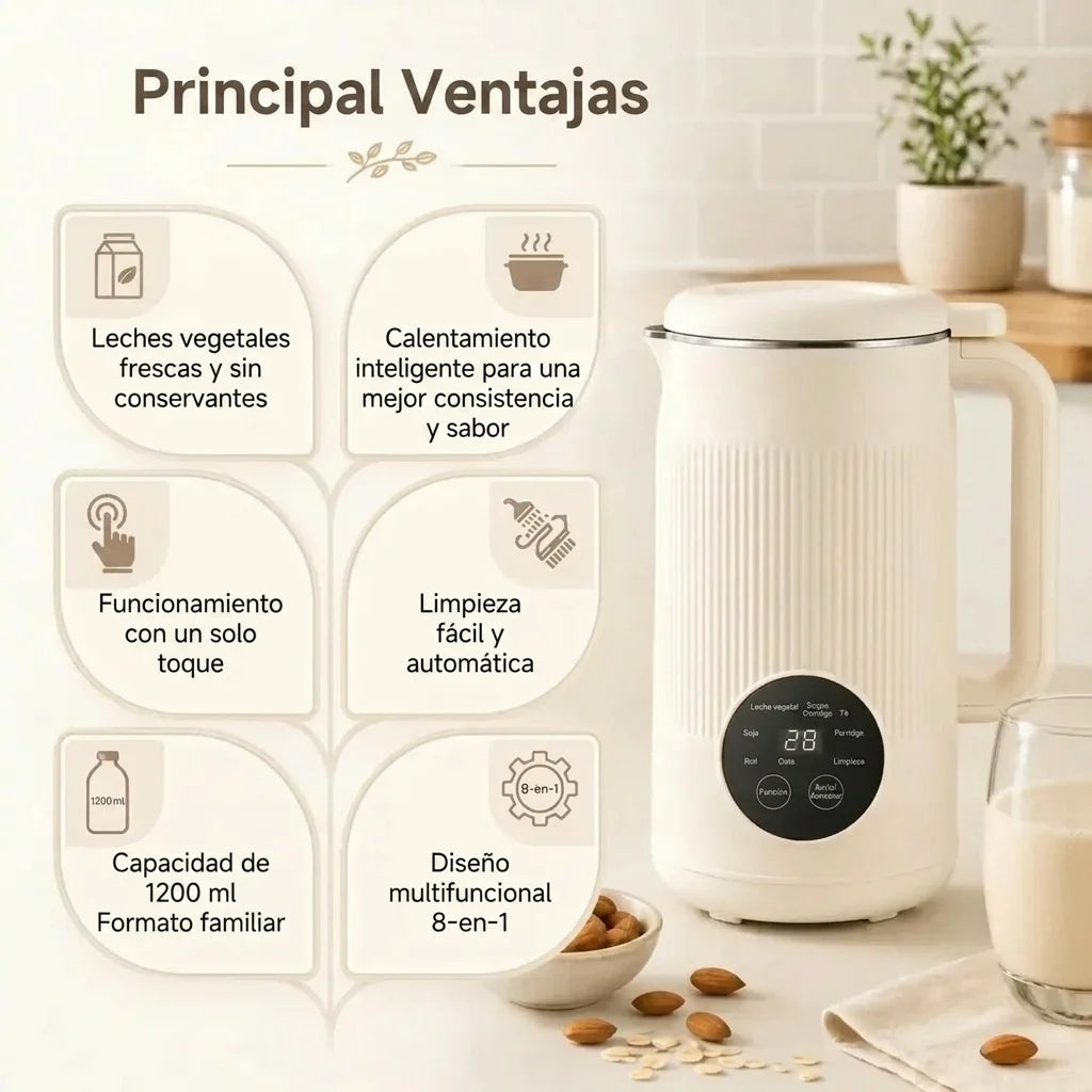 VitaMixia - Multifunción 8 en 1 para Preparar Bebidas Vegetales, Zumos y Mucho Más