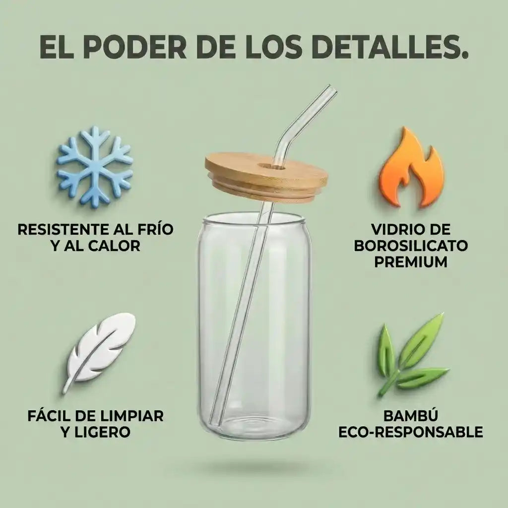 Set de vasos de alta gama en vidrio y bambú
